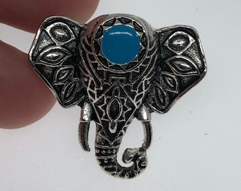 Stunning Turquoise and White Bronze Elephant Ring