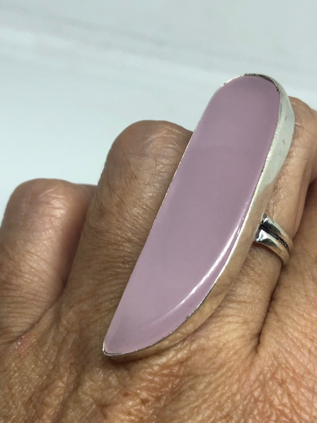 Vintage Rose Quartz Ring In Sterling Silver