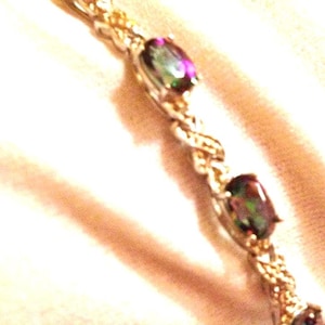 Vintage Blue Mystic Topaz 925 Sterling Silver Tennis Bracelet