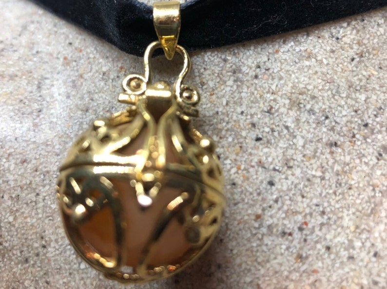 Vintage Golden Bronze Healing Stone Cage Locket image 3