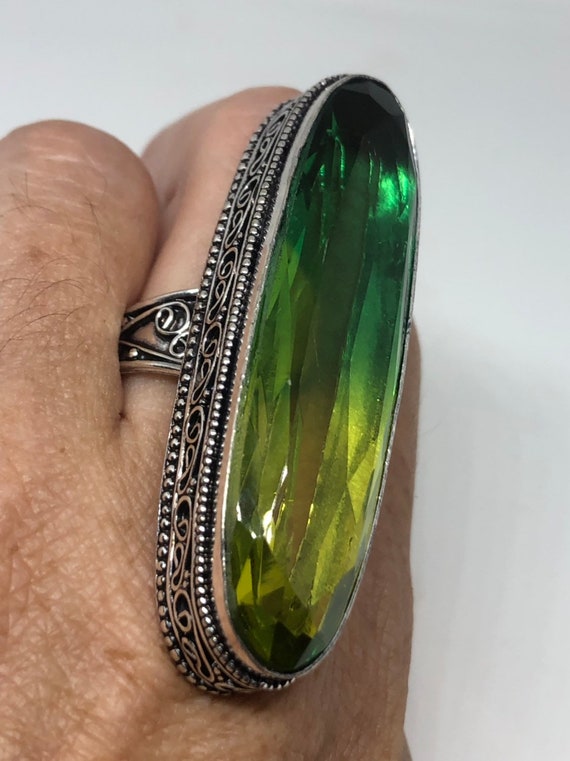 Vintage Green Vintage Art Glass Ring About 2 Inch… - image 3