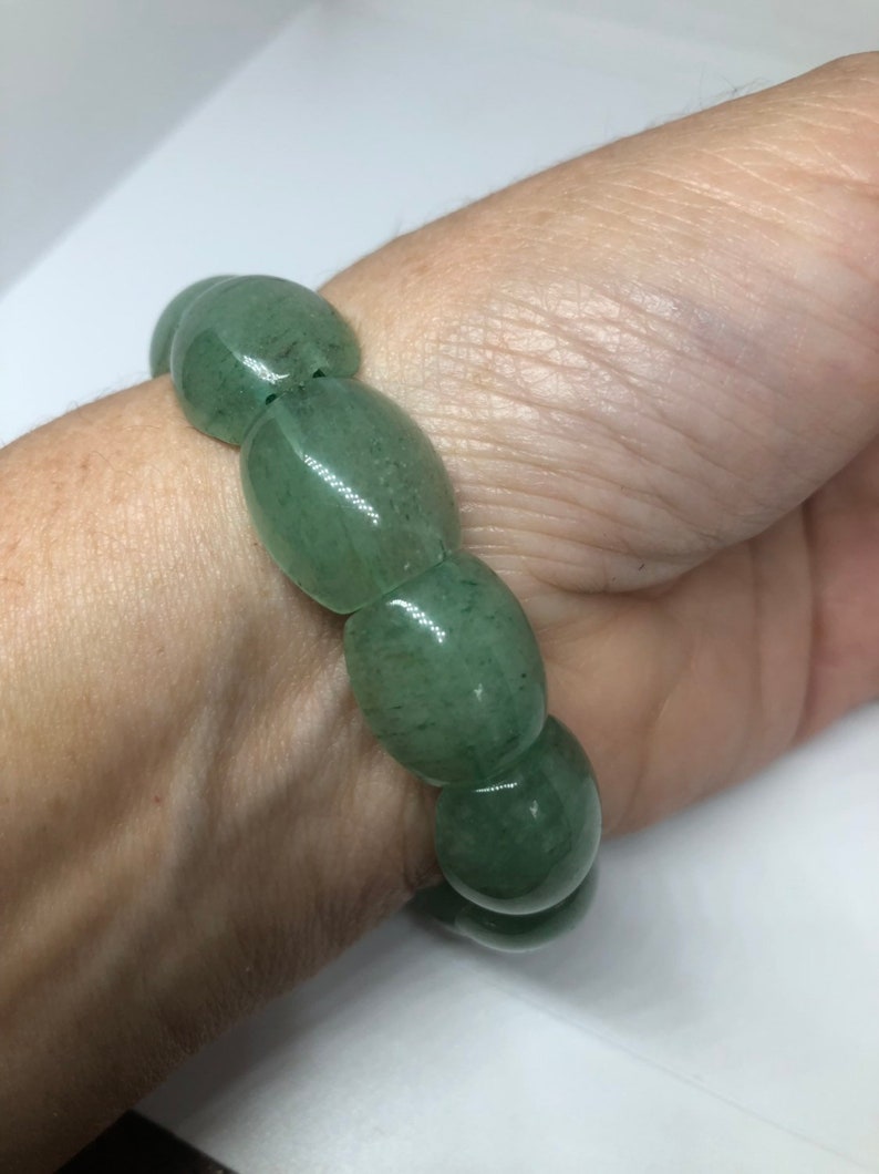 VintageAventurine Green Jade Lucky stretch Bracelet