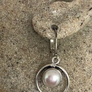 Vintage Genuine Pearl Sterling Silver Dangle Earrings