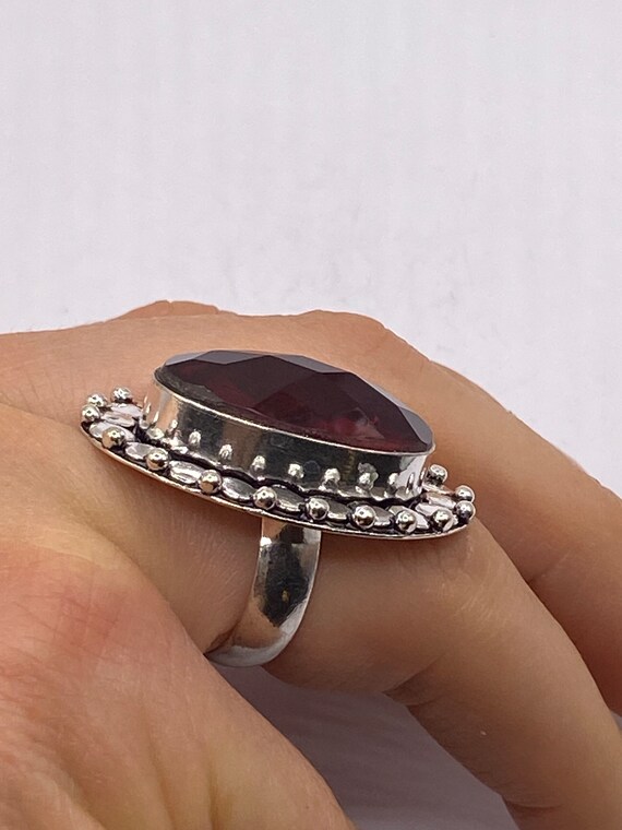 Vintage Carnelian White Bronze Statement Ring - image 4