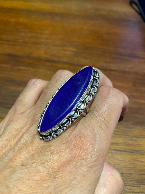 Vintage Blue Genuine Lapis Lazuli Ring Size 9 - image 1