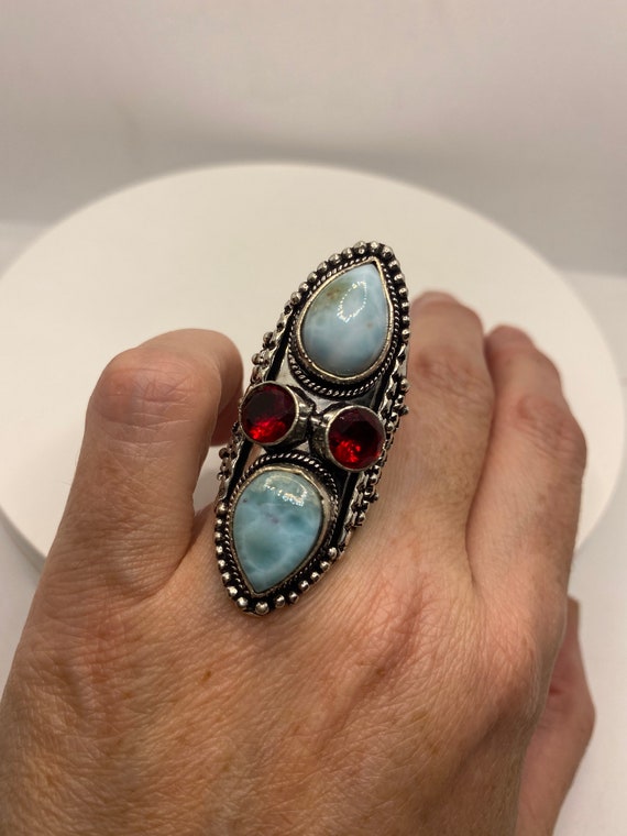 Vintage Blue Larimar Silver Ring - image 6