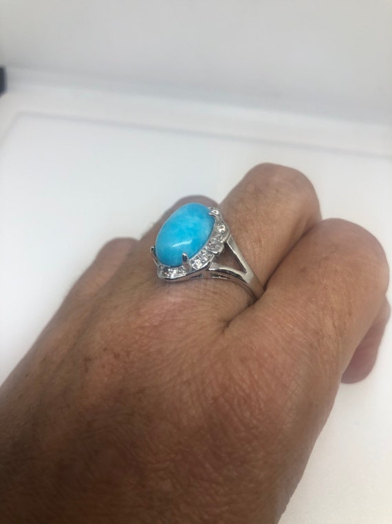 Vintage Blue Genuine Larimr Adjustable Ring - image 6