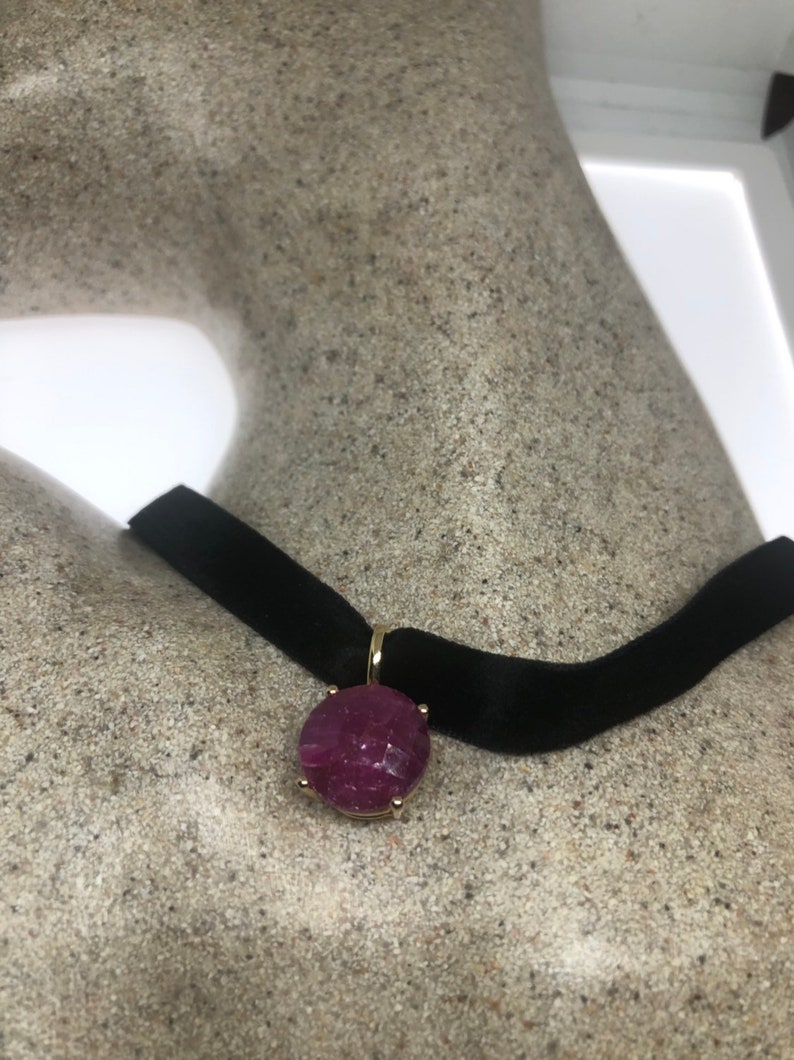 Vintage Handmade 925 Sterling Silver Gold Rhodium Finish Ruby Pendant