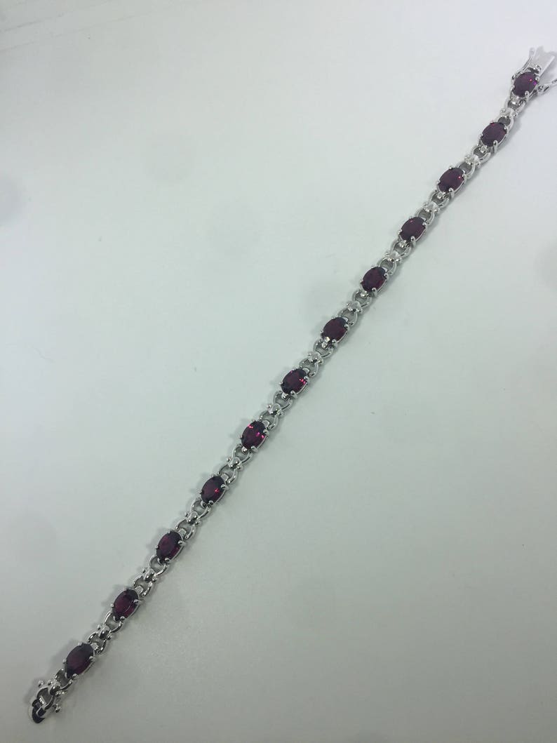 Vintage Bohemian Red Garnet Bracelet 925 Sterling Silver