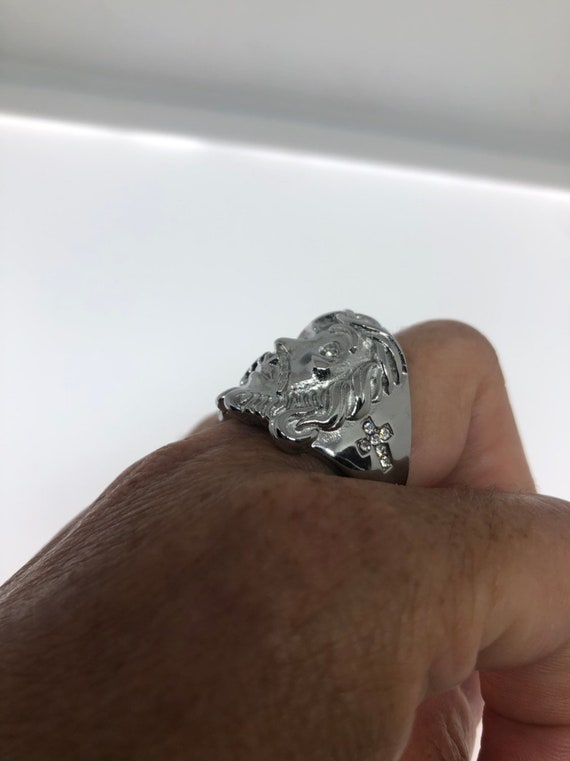 Anello con Volto di Gesù in Acciaio Inossidabile Placcato Oro 18k di Alta Qualità per Uomo, Gioiello Religioso alla Moda Anello con Volto di Gesù in Acciaio Inossidabile Placcato Oro 18k di Alta Qualità per Uomo, Gioiello Religioso alla Moda