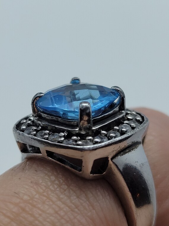 Vintage Blue Topaz and White Sapphire Ring in 925… - image 2