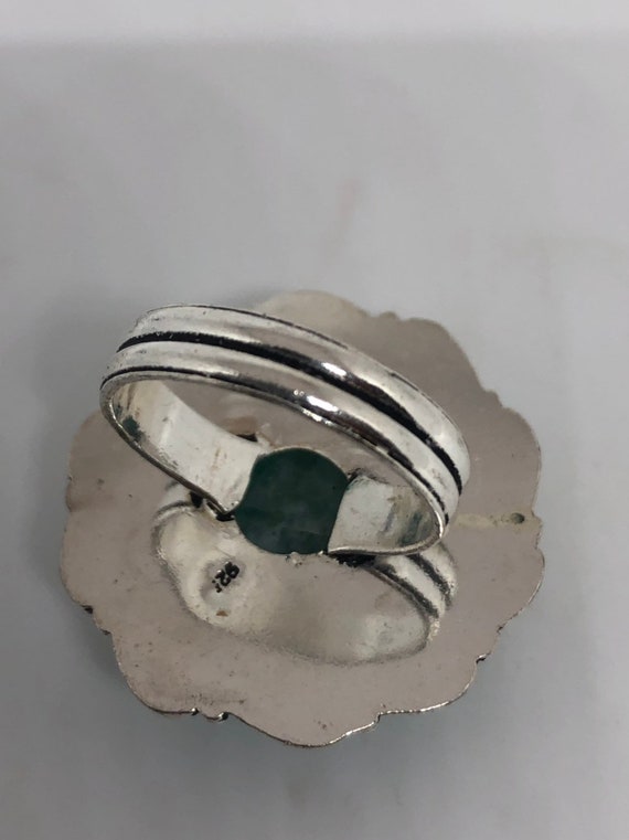 Vintage Genuine Green dyed Rainbow Moonstone Ring - image 5