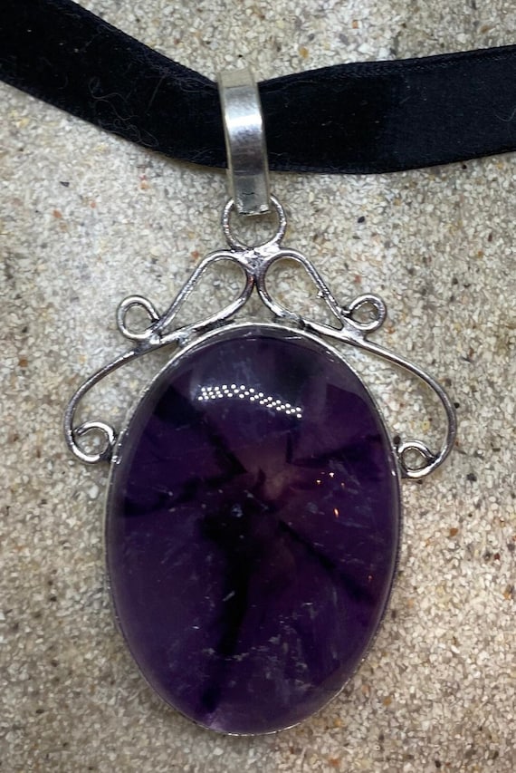 Vintage Purple Amethyst Choker Necklace - image 2