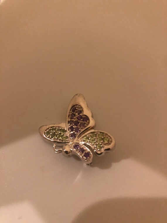 Vintage Handmade Peridot and Amethyst Sterling Si… - image 9