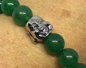 Vintage Style Unisex Mens Green Jade Stretch buddha Bracelet