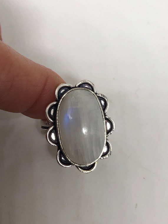 Vintage Blue White Rainbow Moonstone Silver Cockt… - image 8