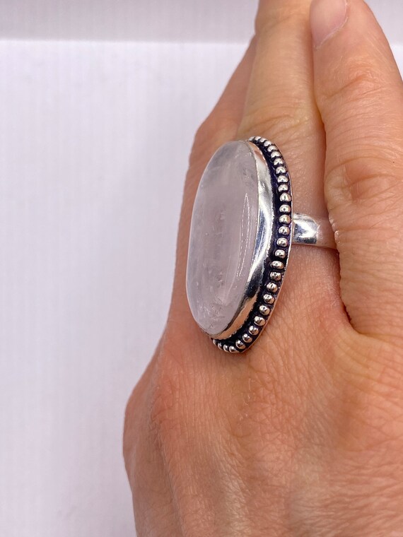 Vintage Rose Quartz Ring 925 Sterling Silver - image 10