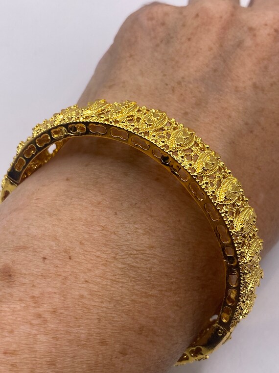 ヴィンテージバングルブレスレット ゴールデンブロンズフィリグリー