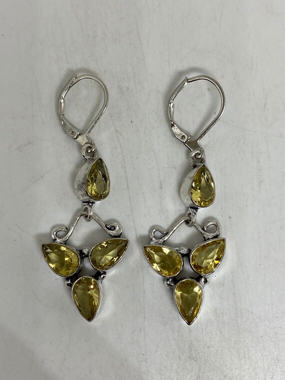 Vintage Citrine Earrings 925 Sterling Silver Deco… - image 5