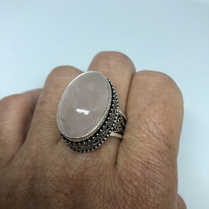 Vintage Echter Rosenquarz Silber Ring