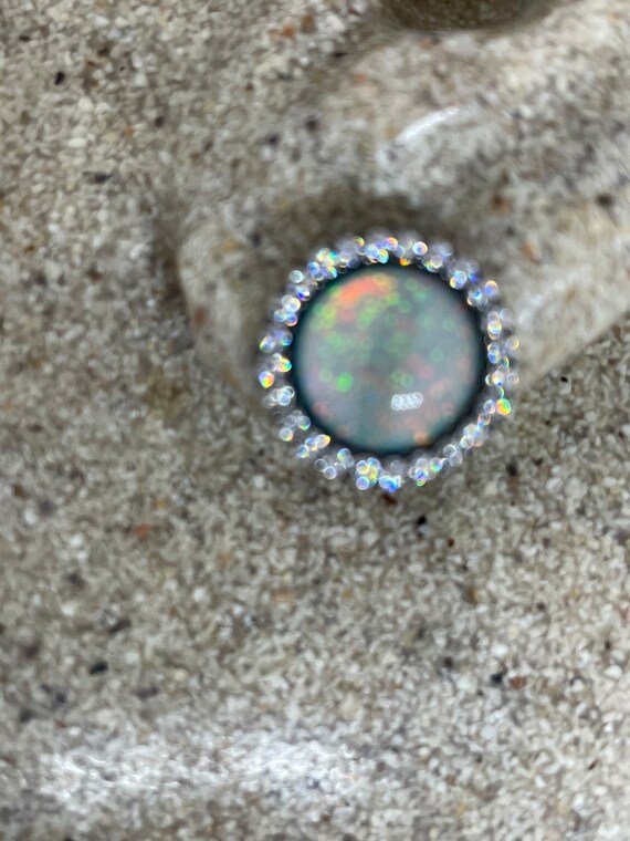 Vintage Opal Earrings 925 Sterling Silver Stud Bu… - image 5