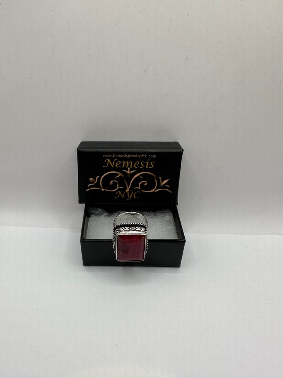 Vintage Handmade Raw Pink Ruby Silver Gothic Ring - image 8