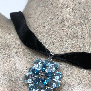 Vintage Genuine Deep Blue Topaz 925 Sterling Silver Necklace Pendant