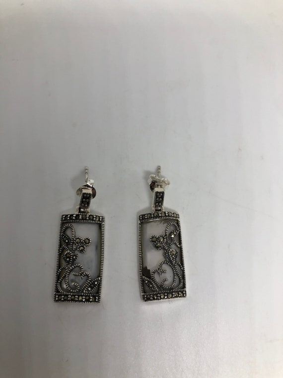 Vintage  Marcasite and Genuine Mother of Pearl 92… - image 4