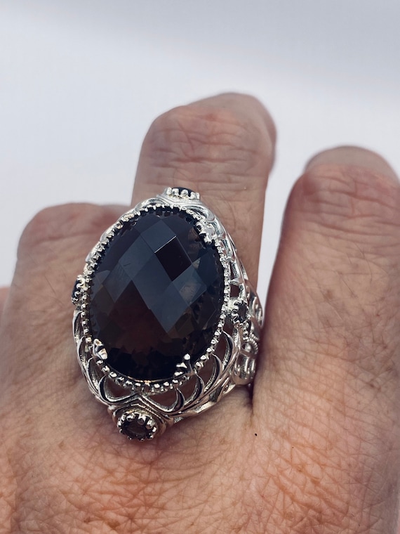 クリスマスファッション スモーキー シルバーリング ハンドメイド トパーズ ブラウン アクセサリー