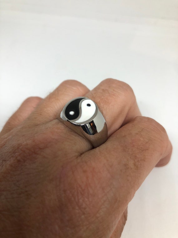 Vintage Gothic Yin Yang Mens Ring