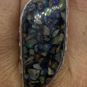 Vintage Opal Silver Inlay Ring