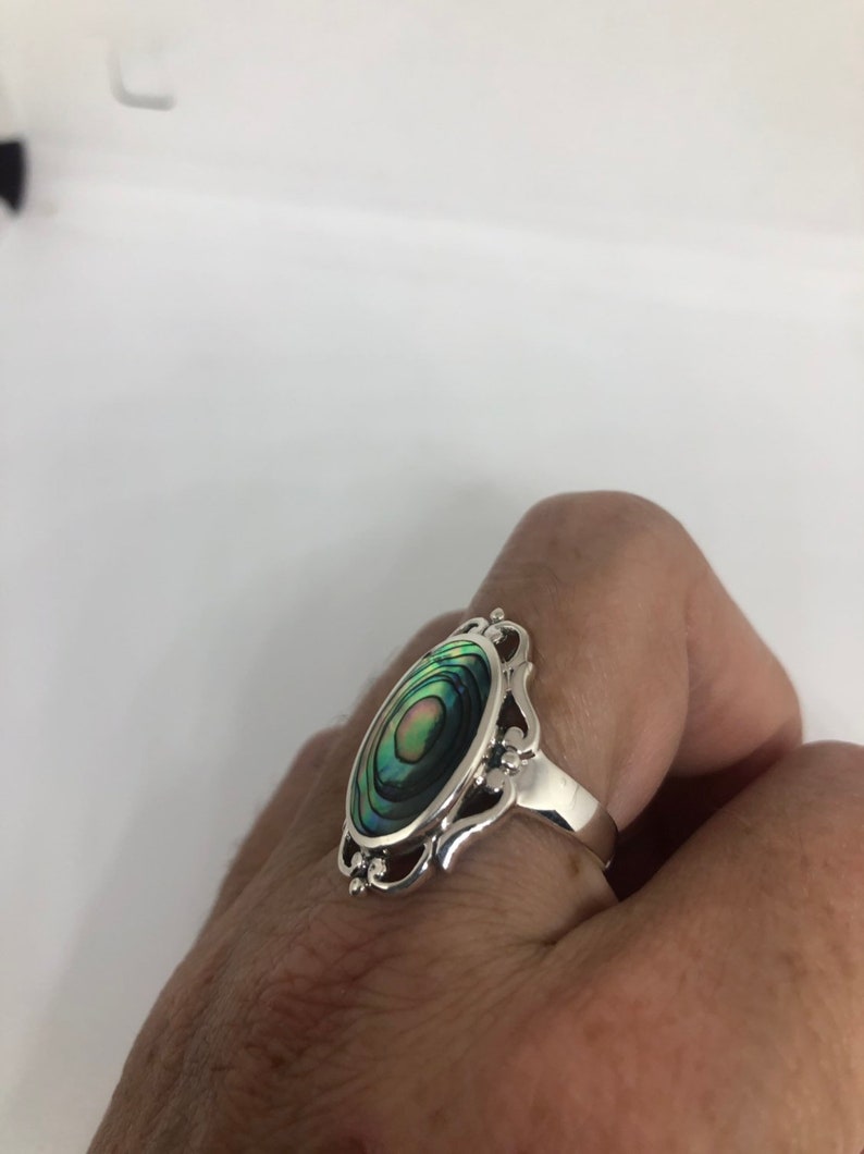 Antique Abalone filigree sterling silver ring