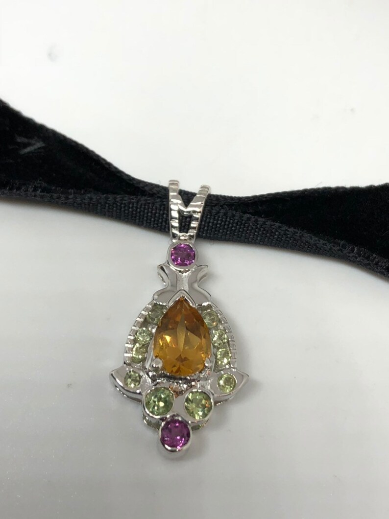 Nemesis Vintage Handmade Sterling Silver Golden lemon Citrine Pendant