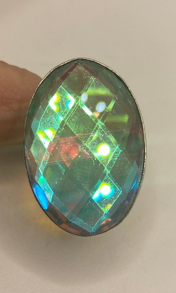 Vintage Rainbow Opal Vintage Art Glass Ring