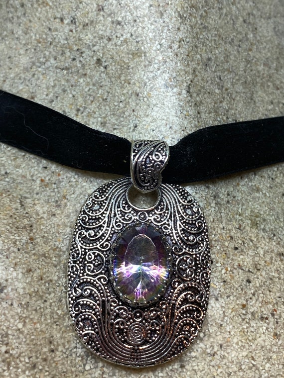 Vintage Purple Mystic Amethyst Choker Necklace - image 1
