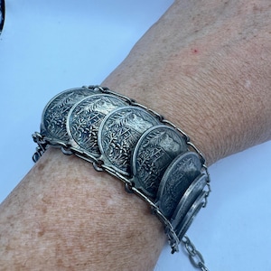 Vintage Coin Bracelet 925 Sterling Silver