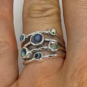 Antique Abalone  Filigree Sterling Silver Ring