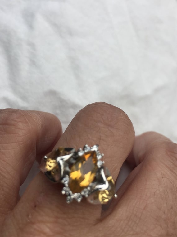 Vintage Gothic Golden Citrine Golden 925 Sterling 