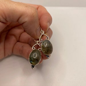 Vintage Labradorite Silver Dangle Earrings image 6