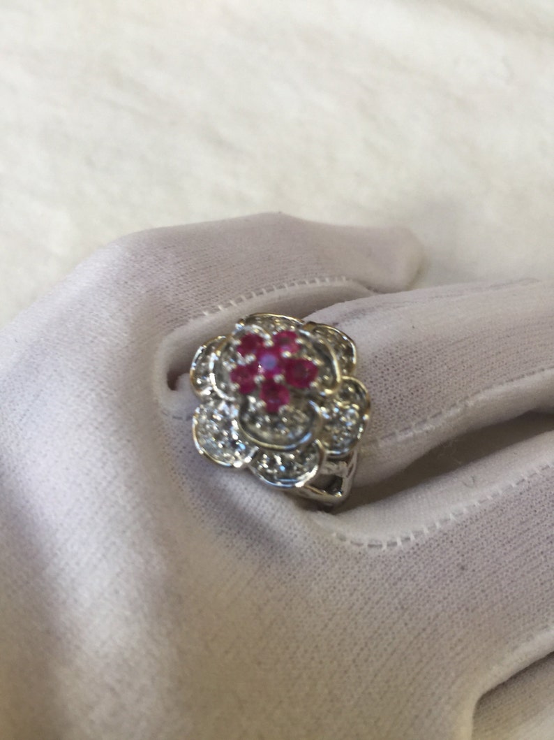 Vintage Handmade Pink Toumaline 925 Sterling Silver gothic flower Ring