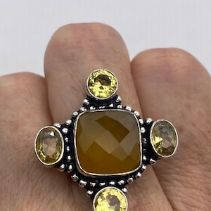 Vintage Citrine Orange Chalcedony Cocktail Ring