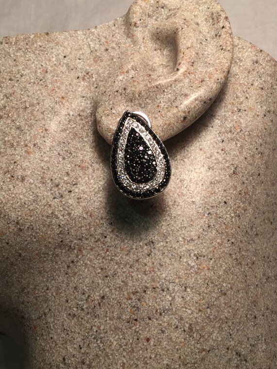 Vintage Black Crystal Diamond Look Chandelier Ear… - image 5