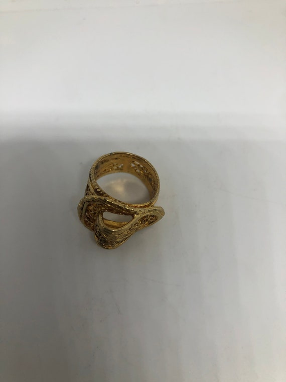 Vintage Buckle Ring Golden 925 Sterling Silver Cockta… - Gem