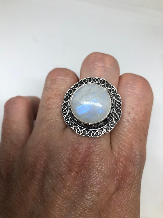 Vintage Blue White Rainbow Moonstone Silver Cockt… - image 7