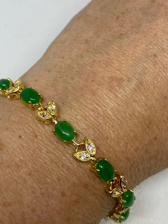 Bracelet En Jade Vintage - Pierre Verte, Occasion Portée, Bijou En Gemme