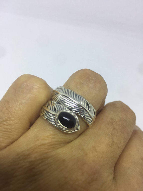 Sterling Silver Black Onyx Ornate Wrap Ring Sterling Silver Black Onyx Ornate Wrap Ring