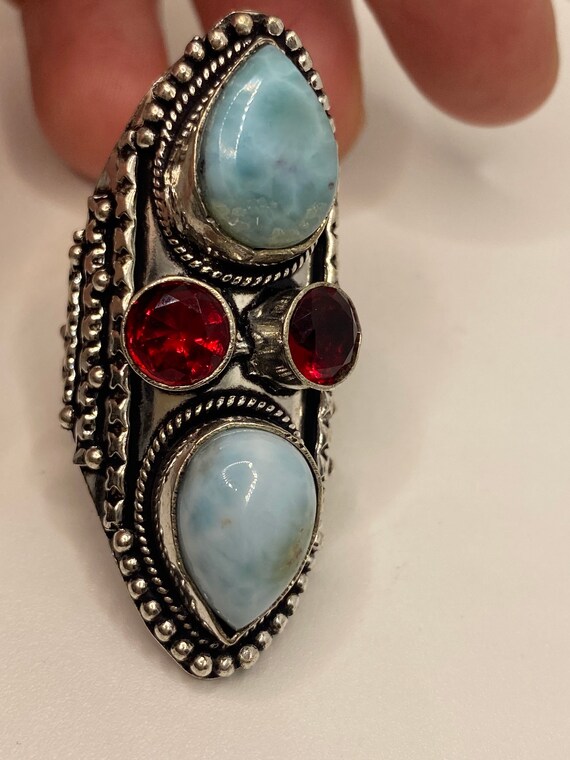 Vintage Blue Larimar Silver Ring - image 3