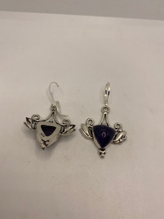 Vintage Purple Amethyst Earrings 925 Sterling Sil… - image 6