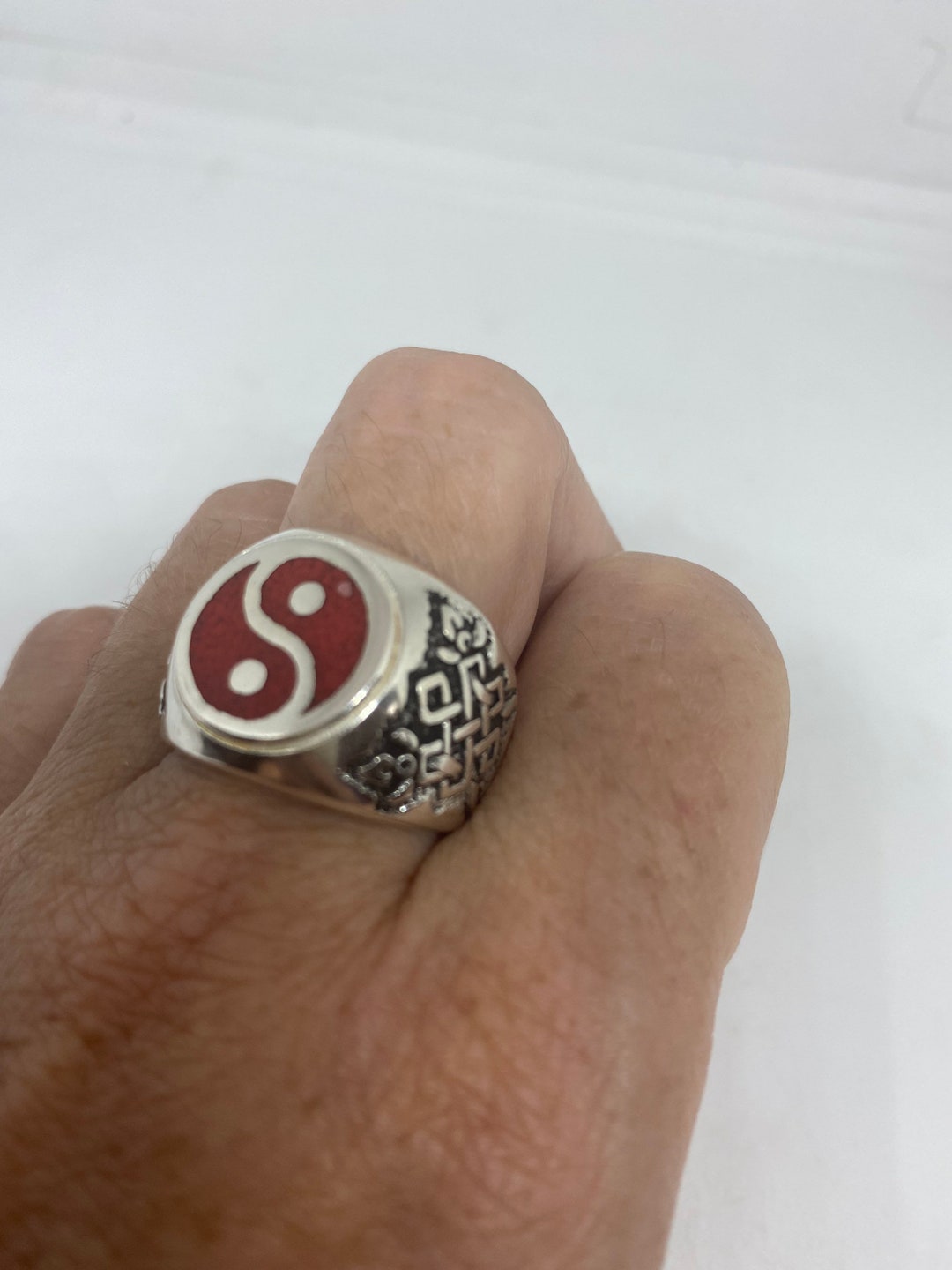 Vintage Gothic Red Yin Yang Mens Ring - Etsy