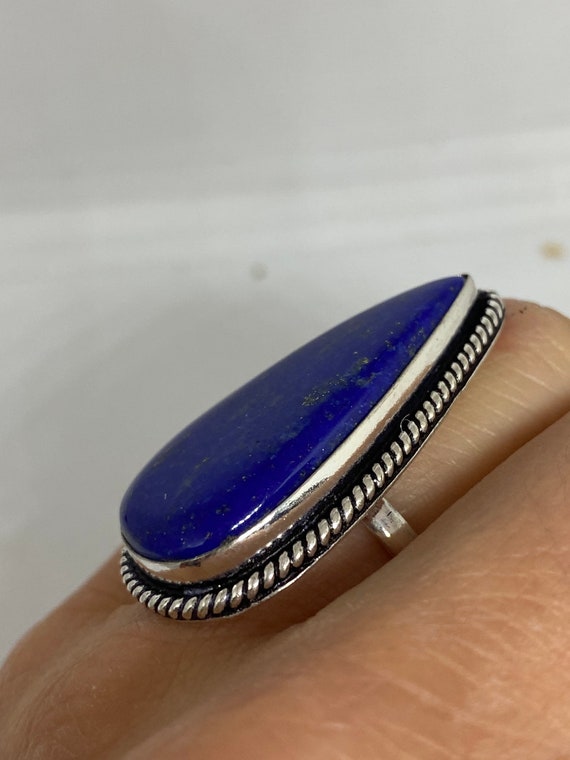 Vintage Blue Genuine Lapis Lazuli Ring Size 7 - image 7